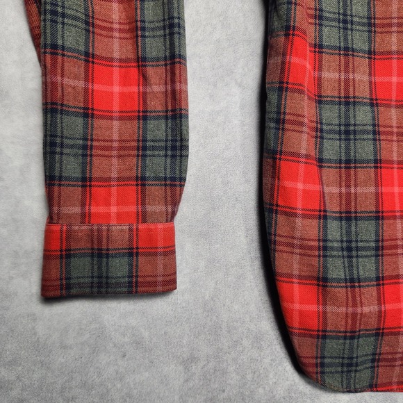 Bonobos Red Gray Plaid Flannel Slim Fit Long Sleeve Button Up Shirt Mens Medium - Picture 15 of 16